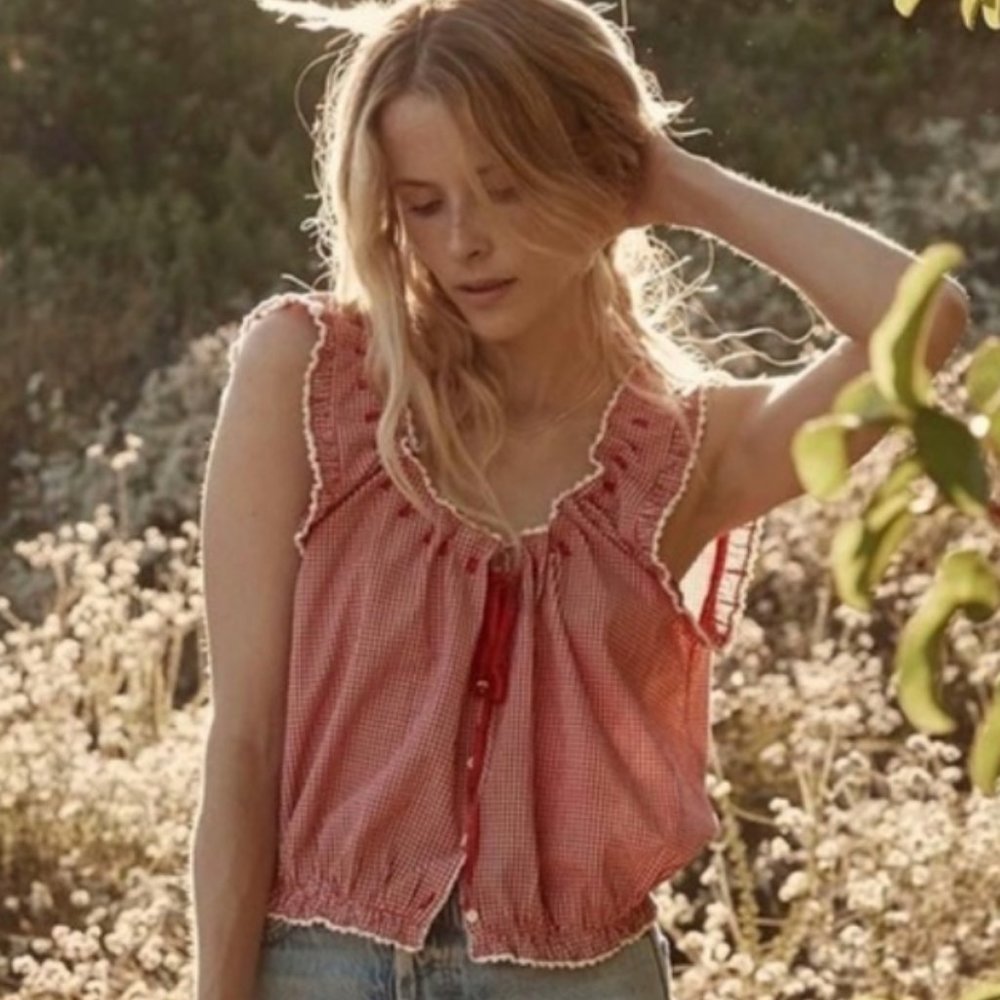 Doên Traveler Blouse in Red Gingham Size L